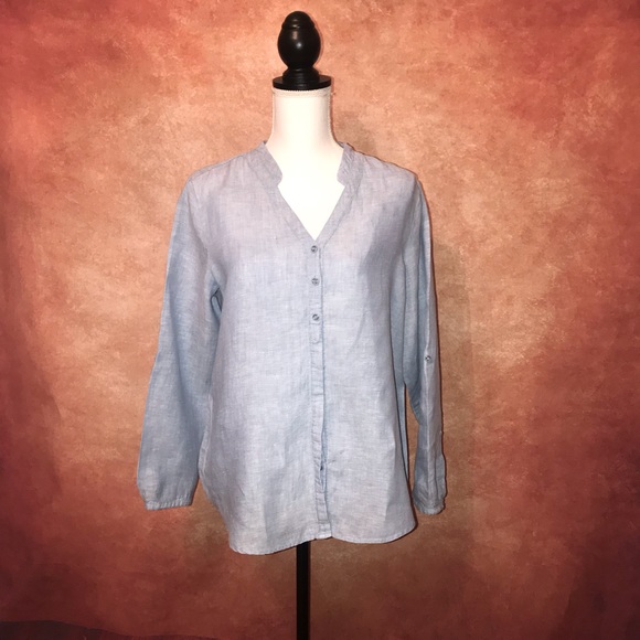 JM Collection Linen Top - Picture 1 of 7